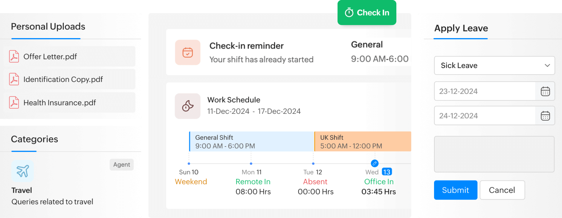 Core HR services in Zoho People